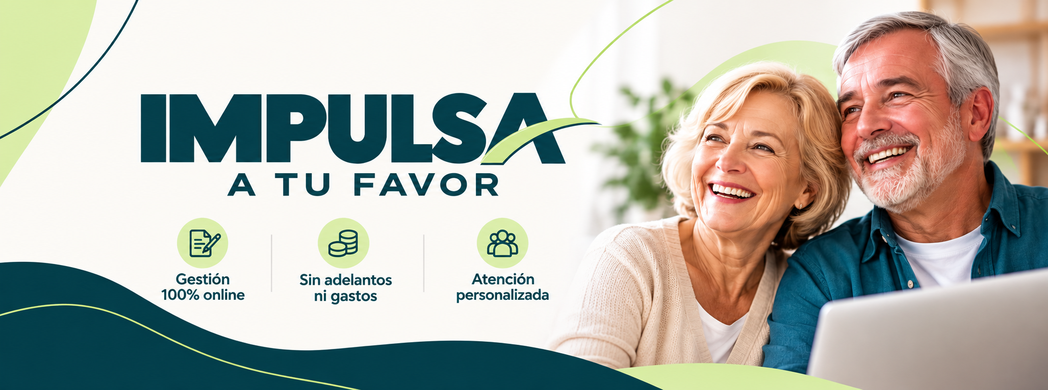 Pareja de adultos mayores de la portada aprobada de Impulsa a tu Favor